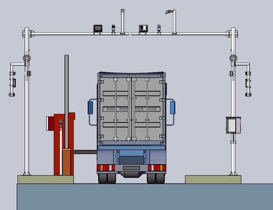 The container AI container number recognition system adopts single gantry frame structure installation, with less site/space limitation, simple and good appearance.